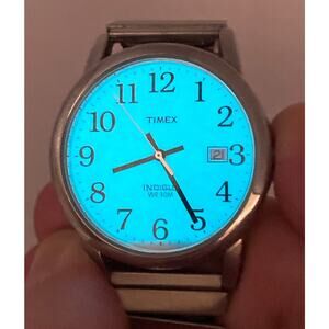 Timex Men's Indiglo Date Time Watch 35mm New Battery - WR 30M - Expandable Band